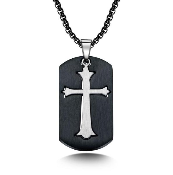 

cross necklace pendant for men stainless steel titanium sliver square cards men jewelry necklace for mens gifts4983171, Silver