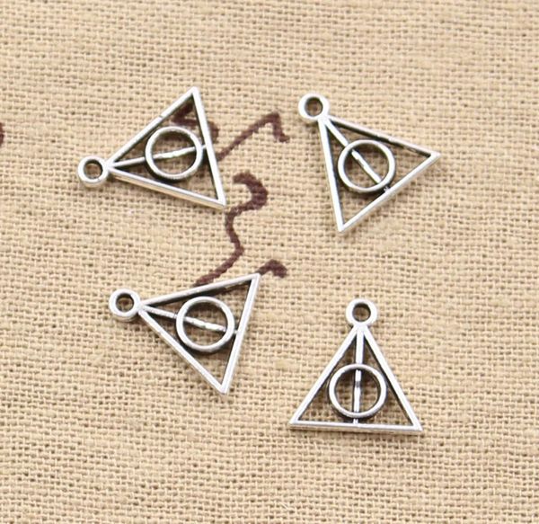

300pcs charms deathly hallows 1312mm antique making pendant fitvintage tibetan silverdiy bracelet necklace7456739, Bronze;silver