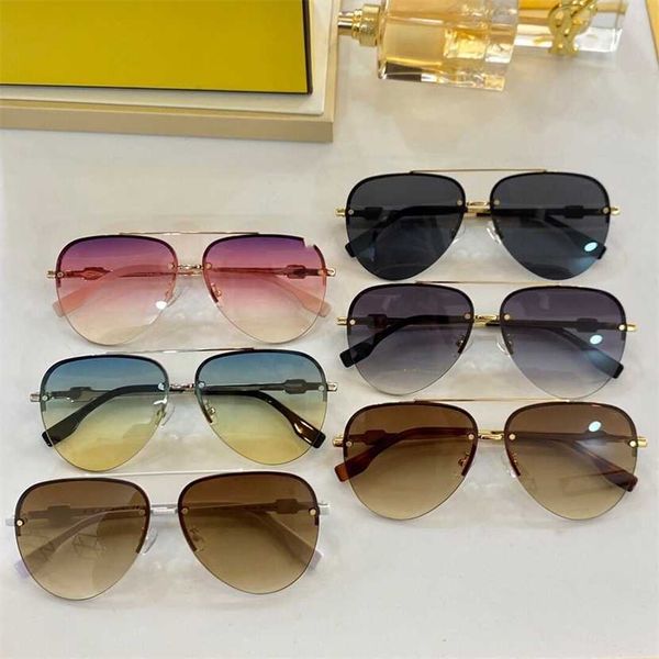 

2023 new f family female ins fashion network red same sunglasses metal gradient color, White;black
