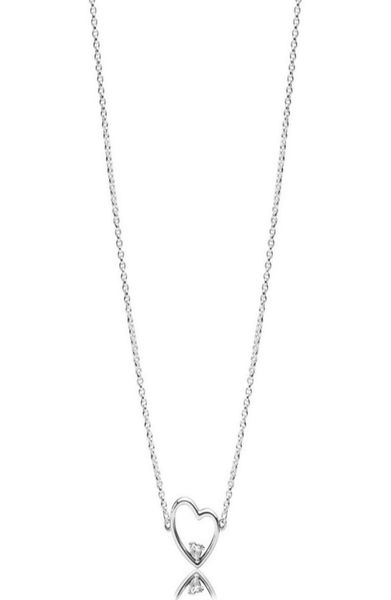 

new 100 925 sterling silver asymmetric heart of love necklace clear cz valentine039s day original fashion jewelry 397797cz2774682