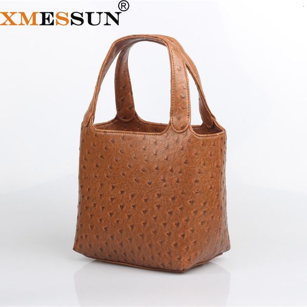 

evening bags xmessun ostrich pattern bucket for women 2023 trendy tote bag brand designer handbag leather basket 230710