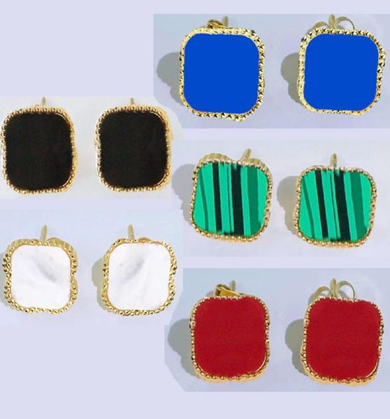 

designer stud earrings women love fourleaf clover earrings fashion wedding earring jewelry 18k gold plated titanium steel studs6423641, Golden;silver