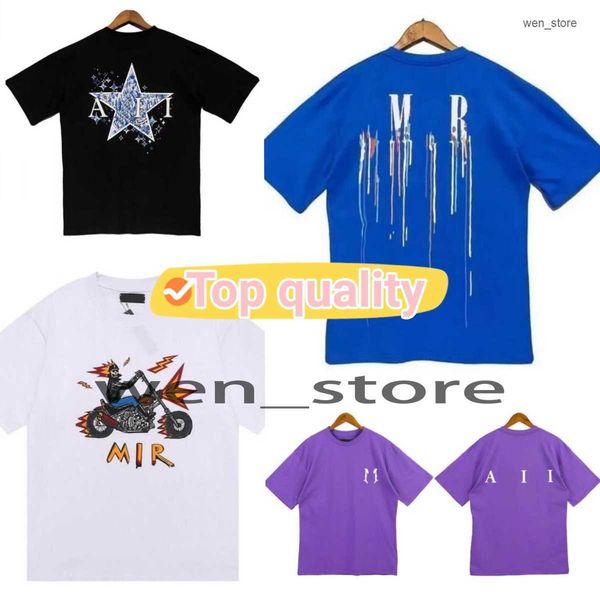 

designer amirri t shirt graffiti printed short sleeve letter tshirt summer tee loose luxury for men graphic hip hop tees amari tshirts hv33, White;black