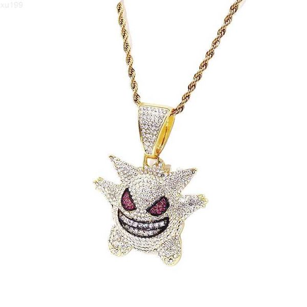 

tianyu gems popular iced out jewelry little devil face pendant hip hop jewelry yellow gold diamond pendant, Silver