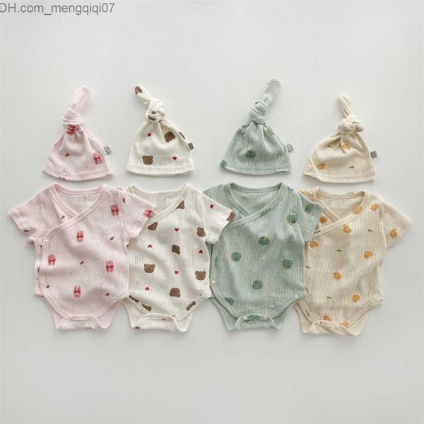 

rompers 2017 summer new baby short sleeve skin-tight garment+hat cute animal print newborn baby clothes baby boy bear jumpsuit girl rabbit z, Blue