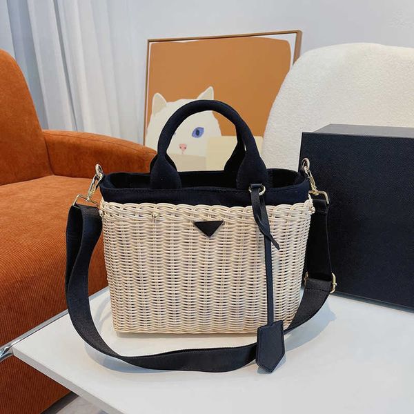 

famous designer rattan woven tote bag womens shoulder bag straw totes manual weave large capacity vacation beach bags handbags shopping bags