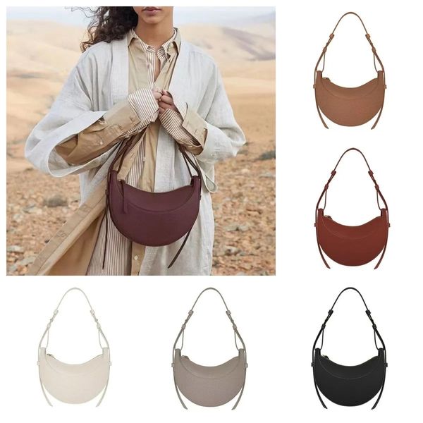 

polene numero dix half-moon bag full-grain textured/smooth calf leather tote designer zip closure crossbody women hobo handbags shoulder bag