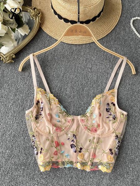 

fur singreiny summer lace embroidery women camis french style short underwear thin fashion 2023 female strap bodycon tank top, Black