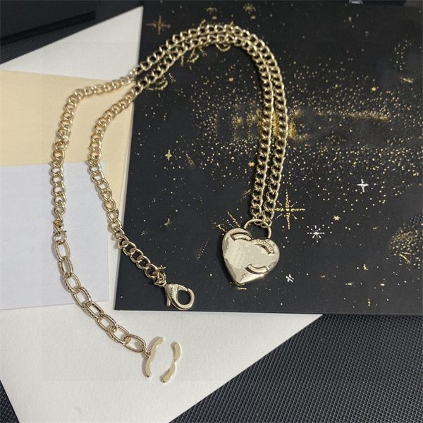 

luxury brand designer double letter ccity heart pendant necklaces gold crystal pearl sweater necklace for women wedding party choker jewelr, Silver