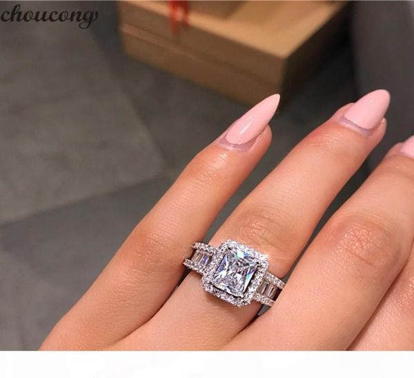 

choucong stunning luxury jewelry real 925 sterling silver princess cut white z cz diamond eternity wedding band ring 5726258, Slivery;golden