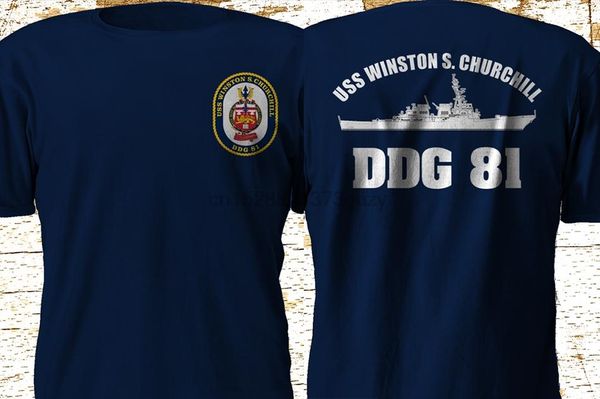 

raincoats new destroyer royal navy uss winston s. churchill british uk black t shirt s3xl double side