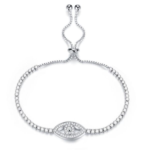 

adjsutable bolo evil eye pave cz cubic zirconia bracelet014655015, Golden;silver