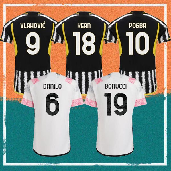 

2023 juve soccer jerseys 2023 2024 home milik di maria vlahovic kean pogba chiesa soccer jersey locatelli kostic rabiot kids kits football u, Black;yellow