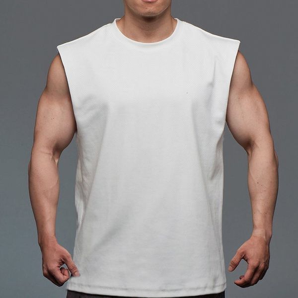 

men' tank mesh gym clothing mens workout sleeveless shirt bodybuilding tank fitness sportswear mens vests muscle singlets tank230710, White;black