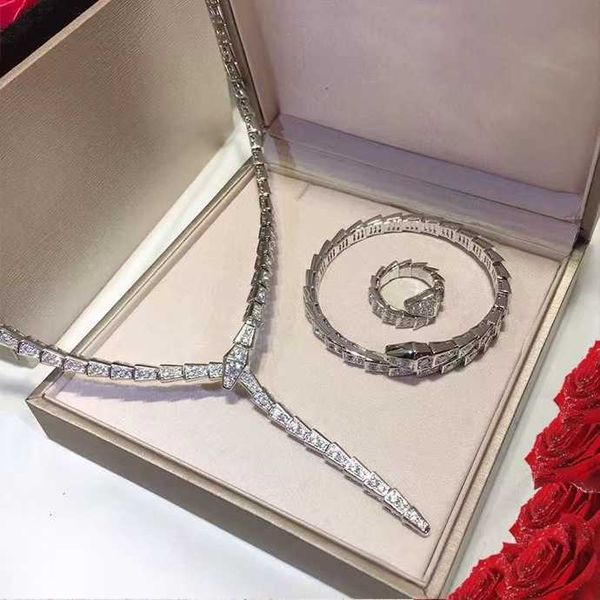 

simple and fashionable style women's fine edition full diamond snake shaped delicate line design necklace, Silver