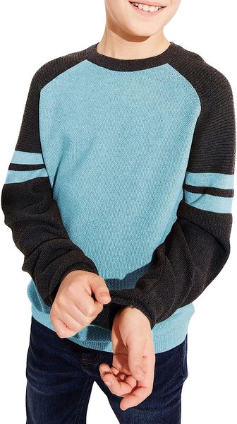 

boy's crew neck color block pullover sweater toddler casual cable knit jumper, Blue