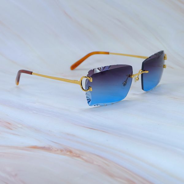 

y2k wire c sun glasses diamond cut stylish sunglasses rimless designer carter luxury eyewear vintage shades lentes de sol mujer, Black
