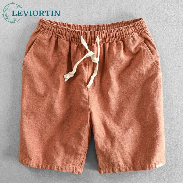 

raincoats men summer 100% linen shorts japan candy color beach holiday home male simple casual slim fit haruku soft thin shorts pants, Black