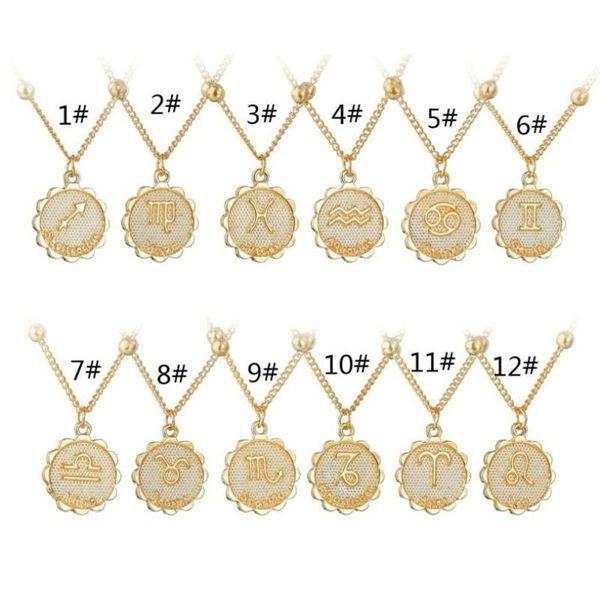 

12 constellation zodiac sign necklace for women girls pendant chain necklaces classic gold vintage jewelry fashion womens gift new6246342, Silver