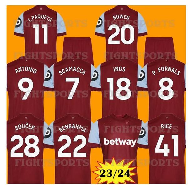

23/24 west hams soccer jerseys bowen rice scamacca ings .paqueta kehrer benrahma lanzini antonio fornals emerson men kids kits sock sets fo, Black;yellow