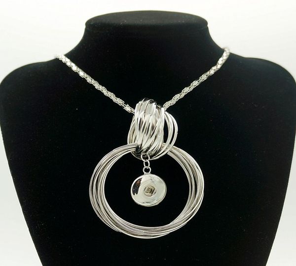 

metal snap necklace metal round circles elegant length 76cm fit 18mm snap buttons jewlery whole women dj0022 christmas gift5827405, Silver