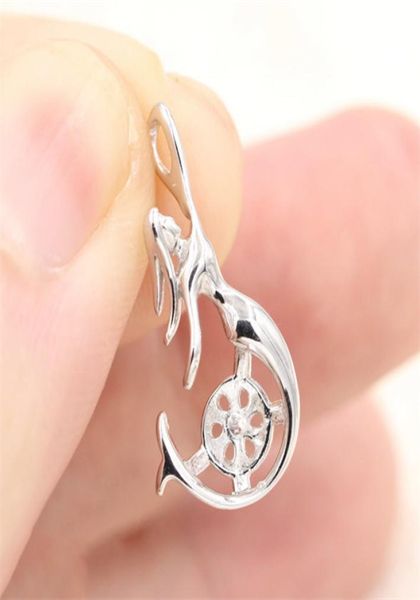 

100 real s925 sterling silver mermaid wome039s pearl pendant mounting fashion diy necklace jewelry settings findings whole5400094