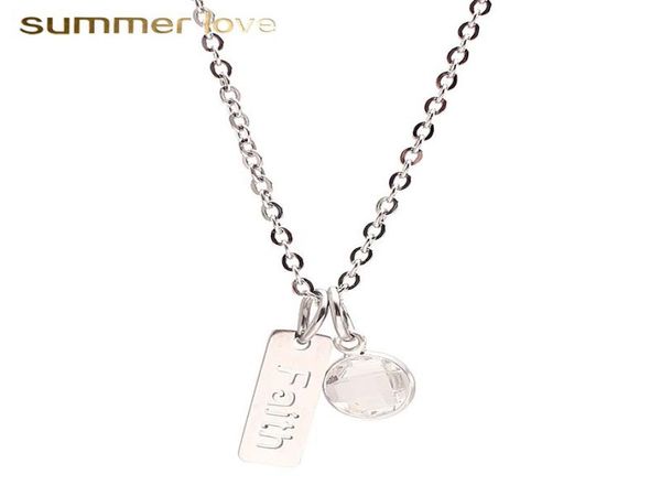 

stainless steel faith dream pendant necklace for women inspirational charm neckalce fashion jewelry gift with gift ca4010419, Silver