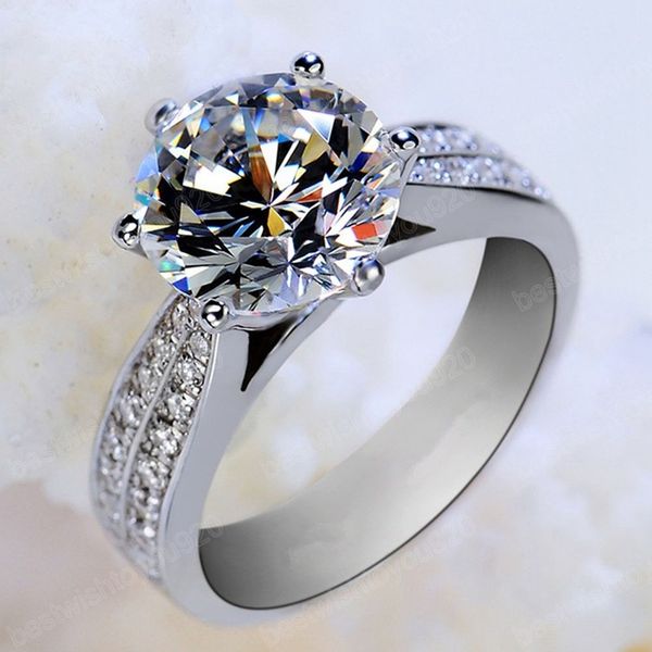 

luxury designer oversized zircon titanium steel ring moissanite engagement rings for women wedding party jewelry, Golden;silver