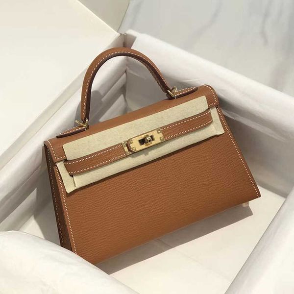 

designer hemrres tote bag high end quality second generation mini kelys bag palm grain leather h home women's cowhide one shoulder hand