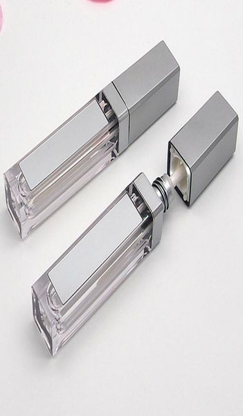 

7ml led empty lip gloss tubes square clear lipgloss refillable bottles container plastic makeup packaging with mirror and light wh2550582