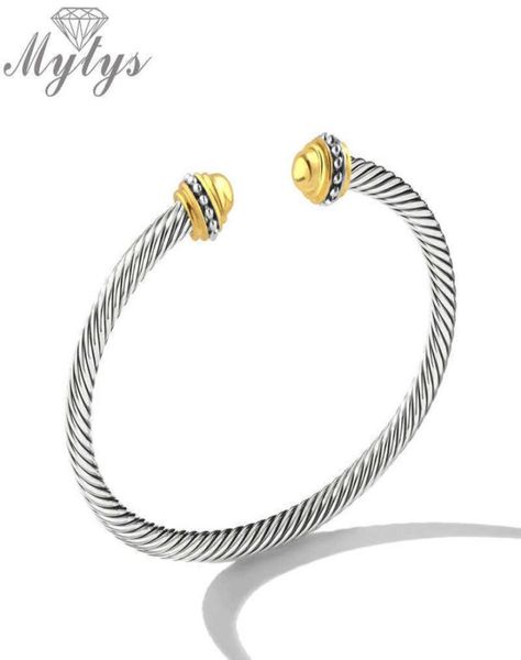 

mytys open cuff adjustable wire cable bracelet for women brand retro antique bangle elegant beautiful valentine q071756968699489718, Black