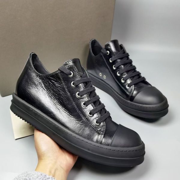 

black wax genuine leather low luxurious boots rock tpu sole catwalk shoes