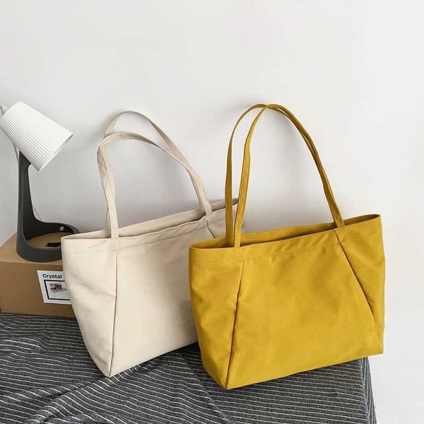

cream color niche women's bag large capacity shoulder bag simple and casual tote bag for students internet red lazy style large cloth b