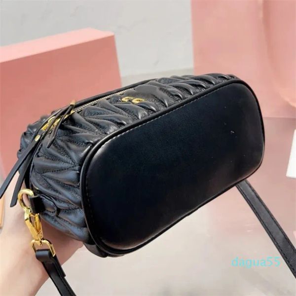 

2023 new fashion pleated box bag square flap crossbody bags women handbags solid color shoulder purse zipper closure gold hardware high qual