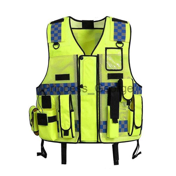 

others apparel reflective vest breathable mesh multi pockets construction traffic safety protective jacket fluorescent clothes work clothing, Black;white
