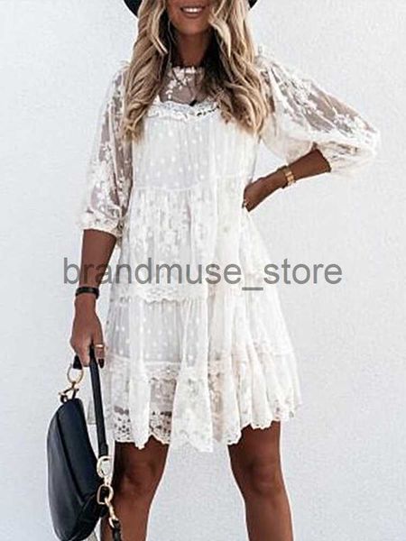 

basic casual dresses summer a-line white dress women lace loose sundress ladies loose waist vintage solid mini beach dress casual robe femme, Black;gray