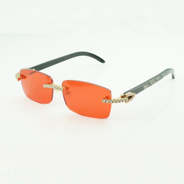 

new moissanite diamond buffs sunglasses 3524012 with natural black textured buffalo horns and 56mm lenses, White;black