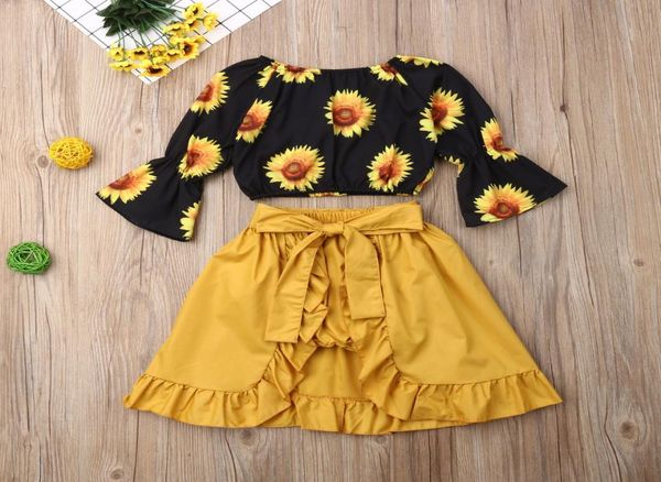 

pudcoco toddler baby girl clothes off shoulder print flare long sleeve crop tutu short pants skirt 3pcs outfits y2008292989572, White