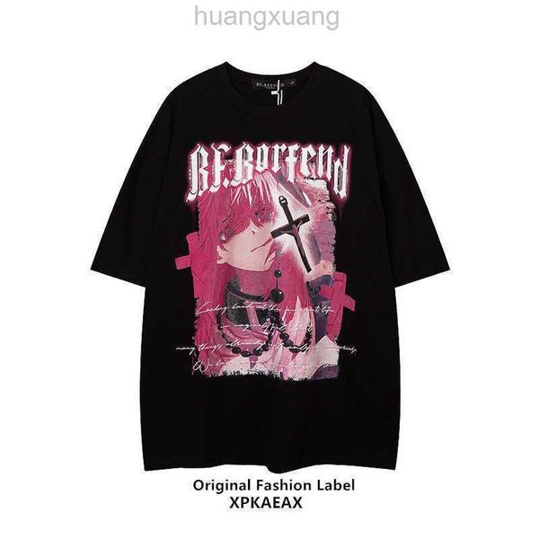 

stussys fashion t-shirt fashion brand japanese animation anime printed short sleeve oversize men's and women's fried street t-shir, White;black