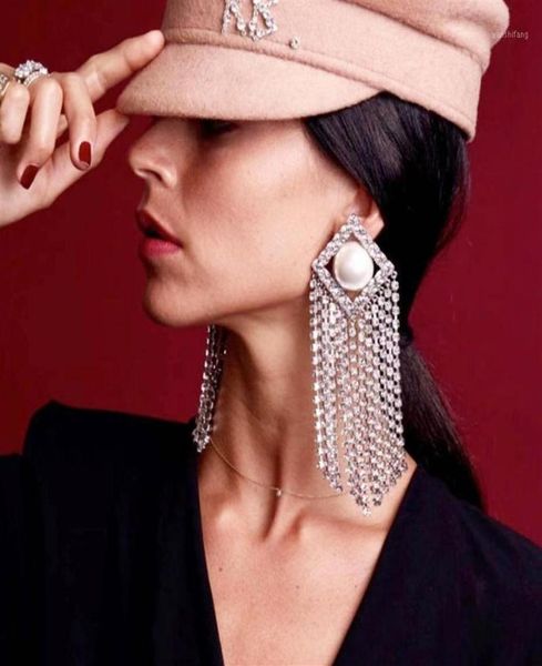 

dangle chandelier boutique full shiny rhinestone tassel earrings for women fashion jewelry party show dress statement accessorie7579855, Silver