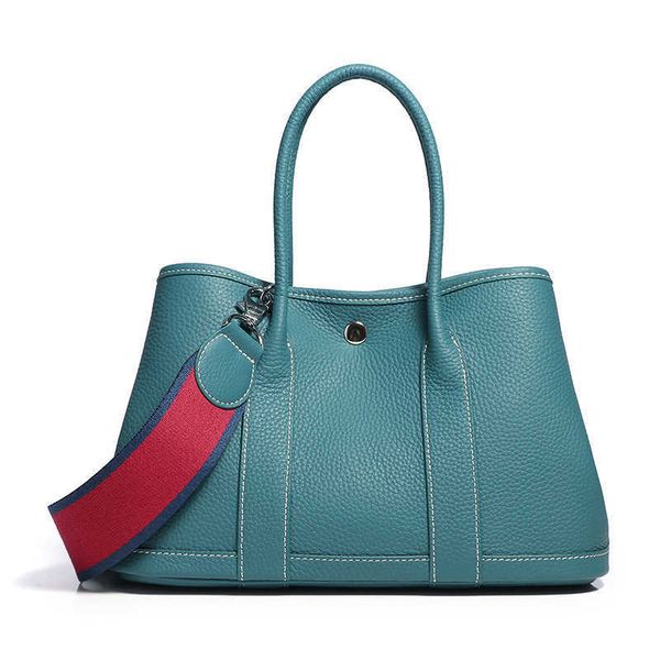 

garden party bags designer cowhide baotou lizhi pattern women's bag casual one shoulder color contrast wide belt handbag women 2jizo