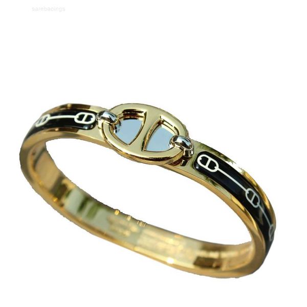 

bracelet luxury brand her max 5a quality classic horseshoe mouth bangle luxurys designer france brand copper enamel women and mens bracelets, Black