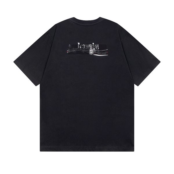 

blcg lencia 2023 summer new 250g 100% cotton fabric t-shirt men print color drop sleeve loose tshirts oversize 2023284, White;black