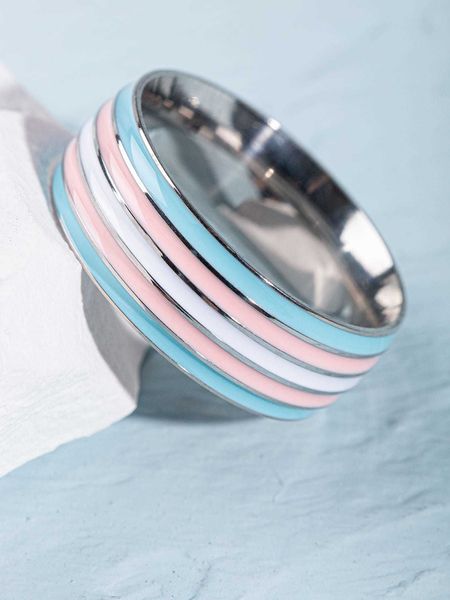 

fashionable and popular lgbt men color block ring stainless steel for jewelry gift and for a stylish look, Silver