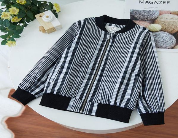 

fashion boys plaid jackets kids long sleeve casual outwear children lattice zipper coat designer kid clothes a85193373579, Blue;gray