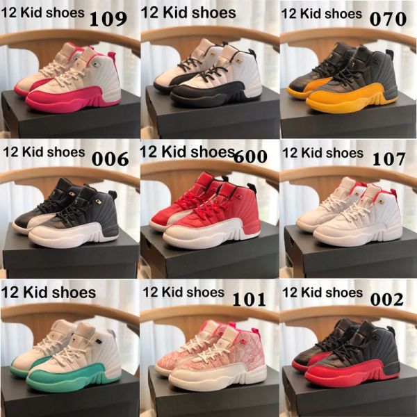 

kids basketball shoes jumpman 12s 12 ps flu game black deadly pink gym red athletic sneakers kid shoe xii toddler children sport sneaker lea
