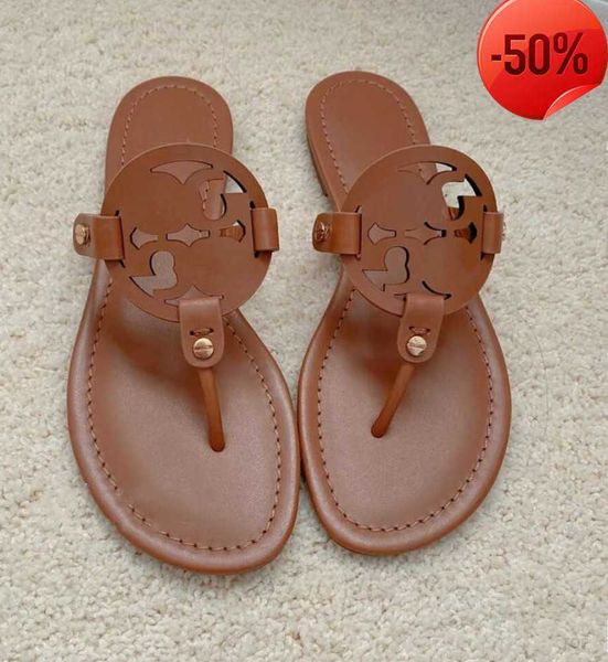 

tb designer slippers flip flops women origin brand genuine leather flat beach shoes black matte real cowhide sandals