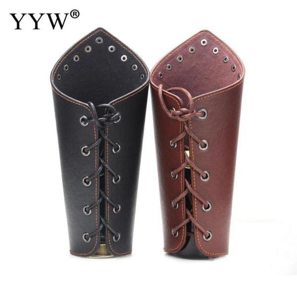 

1 pc cosplay props faux leather wide bracer lace up arm armor cuff cross string steampunk medieval gauntlet wristband black9813976, Golden;silver