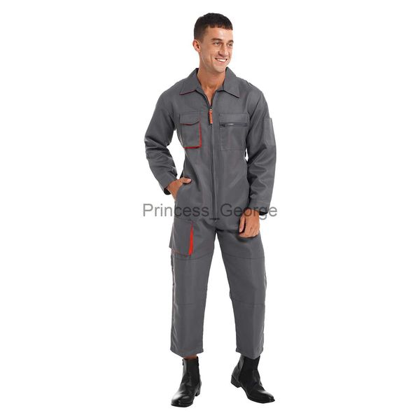 

others apparel fashion men multi pockets cargo overalls long sleeve bib pants zipper rompers jumpsuit labor coveralls mechanic uniform workw, Black;white