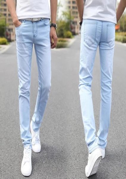 

men stretch skinny jeans male designer brand super elastic straight trousers slim fit fashion sky blue 2208089898665